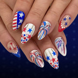 24pcs/Set Flag-Inspired French Polka Dot Stars Press-On Nails