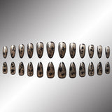 24pcs/Set Black Floral Press-On Nails