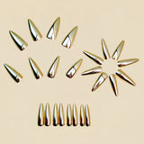 24pcs/Set Long Electroplated Gold Press-On Nails