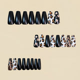 24pcs/Set Black Leopard Press-On Nails