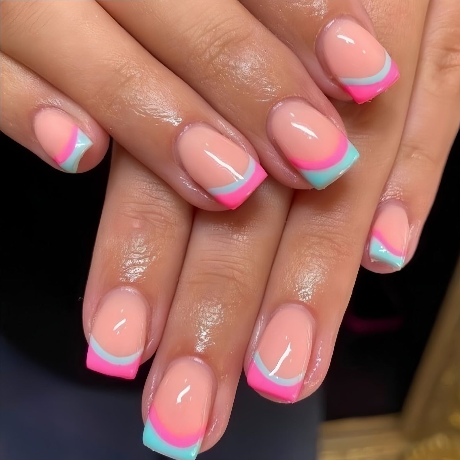 24pcs/Set Pink French Tips Press-On Nails