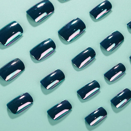 24pcs/Set Green Plated Aurora Chrome Press-On Nails