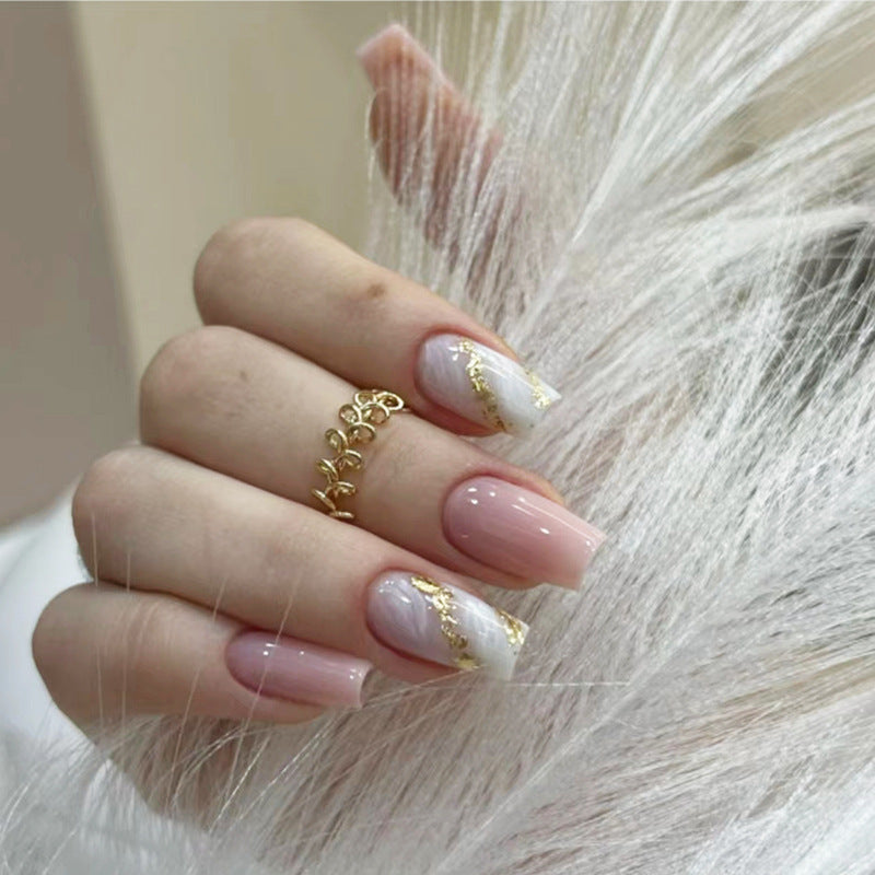 24pcs/Set Pink Glitter Stripe Press-On Nails