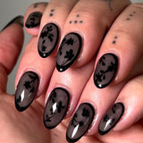 24pcs/Set Black Floral Press-On Nails