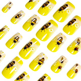 24pcs/Set Yellow Little Bee Press-On Nails