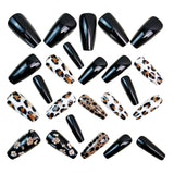 24pcs/Set Black Leopard Press-On Nails
