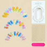 30pcs/Set Gold Foil 3D Glitter Marine Life Press-On Nails