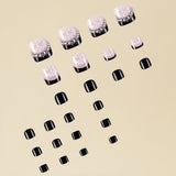 24pcs/Set White Flower with Diamond Embellishments Press On Toe Nails