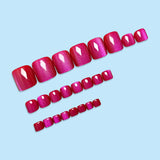 24pcs/Set Dragon Fruit Cat Eye Press On Toe Nails
