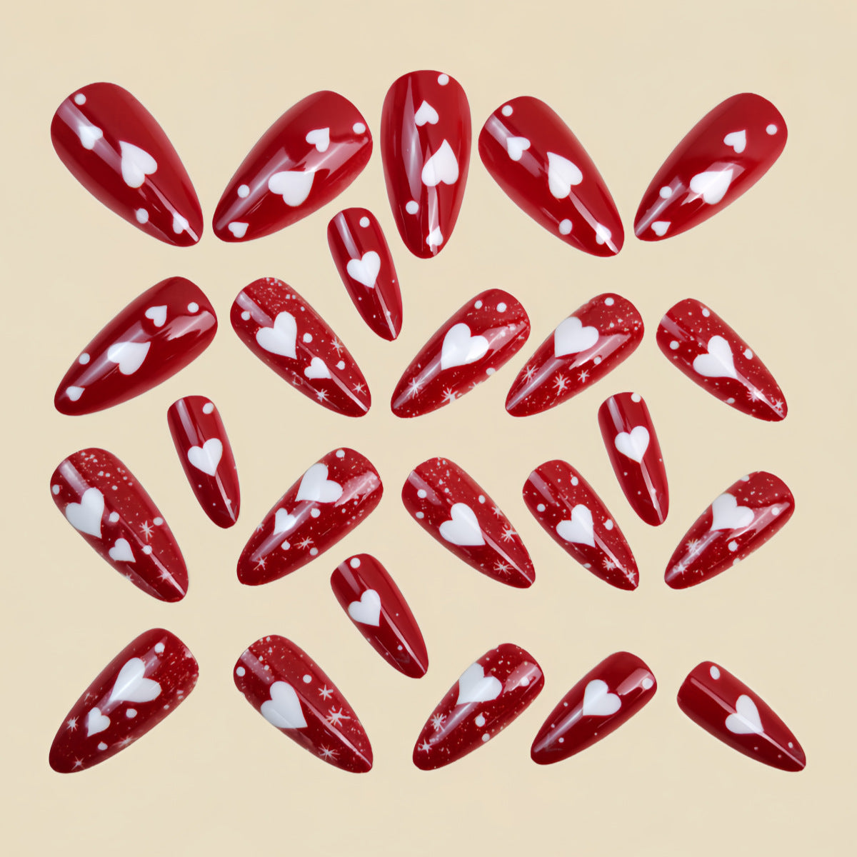 24pcs/Set Valentine’s Heart Press-On Nails