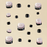 24pcs/Set White Flower with Diamond Embellishments Press On Toe Nails