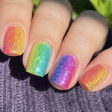 24pcs/Set Multicolor Gradient Glitter Short Press On Nails
