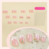 24pcs/Set White French Tip Heart Press-On Nails