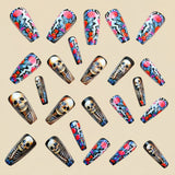 24pcs/Set Floral Botanical Skull Press-On Nails