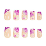24pcs/Set Purple Rose French Press-On Nails