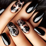 24pcs/Set Dark Enchanted Rose Press-On Nails