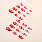 24pcs/Set Flowers Heart Cherry Press-On Nails