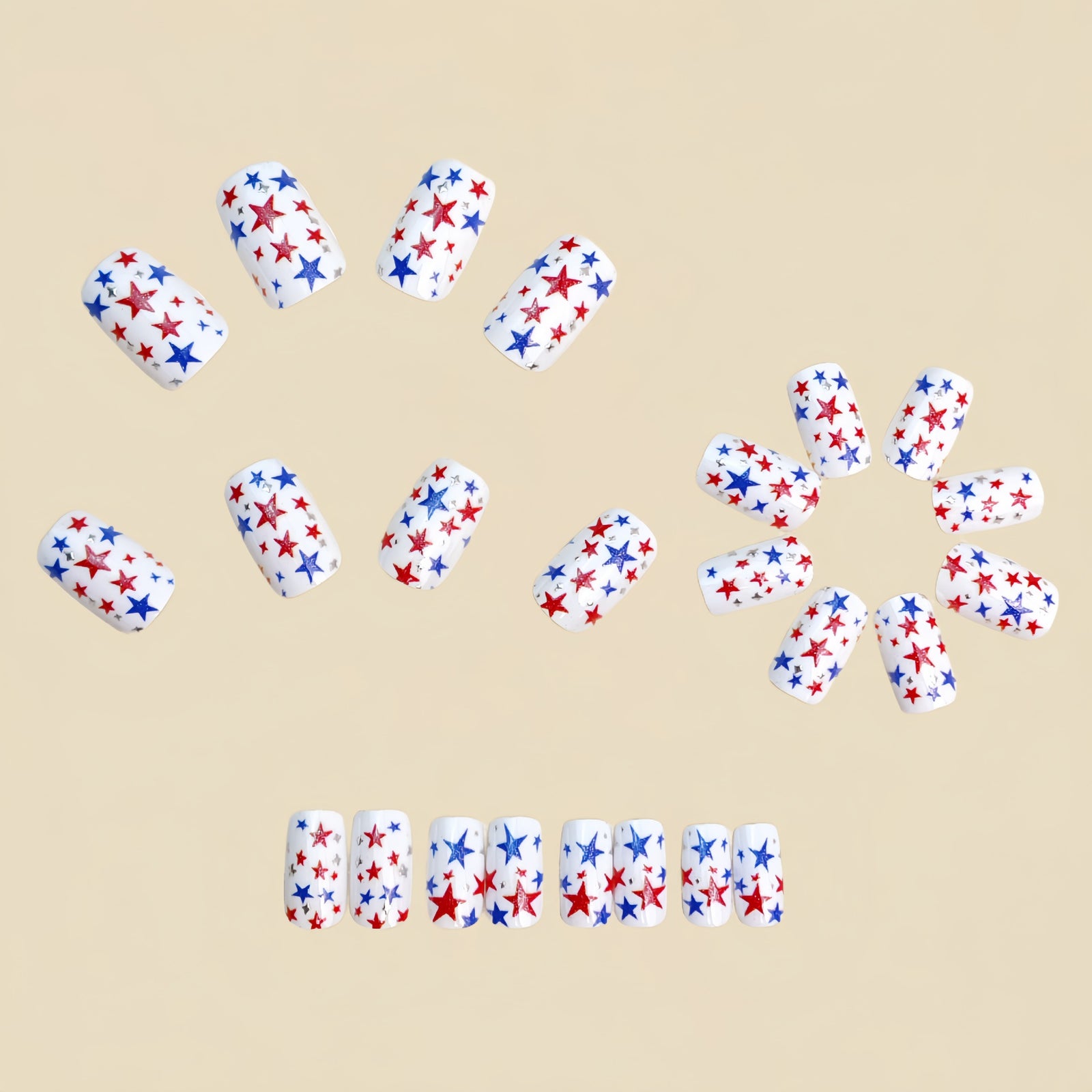 24pcs/Set Independence Day Stars Press-On Nails