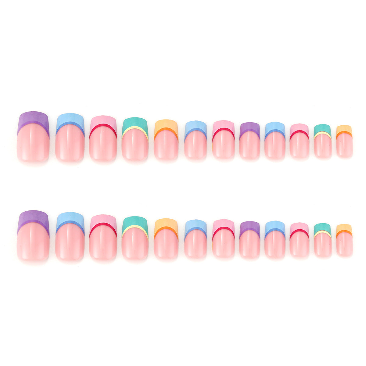 24pcs/Set Rainbow Dopamine French Tips Press-On Nails