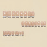 24pcs/Set Minimal Silver-Edge French Press-On Nails
