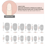 30pcs/Set Oval Pink Pop Stripe with Heart, Flowers & Valentine's Press-On Nails