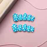 24pcs/Set Blue Polka Dots Press-On Nails For Kids