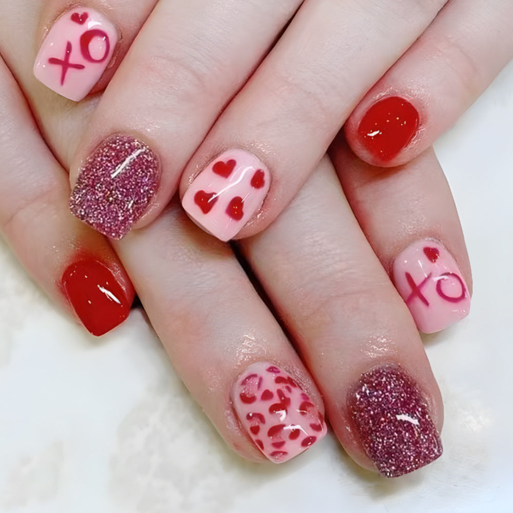 24pcs/Set Hearts Press-On Nails