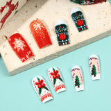 24pcs/Set Christmas Snowflake Red Green Lights Press-On Nails