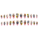 24pcs/Set Snake, Sun & Starry Sky Short Almond Press-On Nails