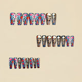 24pcs/Set Floral Botanical Skull Press-On Nails