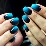 24pcs/Set Blue-Black Gradient Press-On Nails