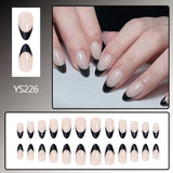 24pcs/Set Black French Tips Press-On Nails