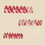 24pcs/Set Gold Foil Red Base Star Press-On Nails