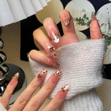 (Handmade) 10pcs/Set French Cat Eye Cat Pattern Press-On Nails