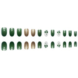24pcs/Set Gold Glitter Shamrock Press-On Nails