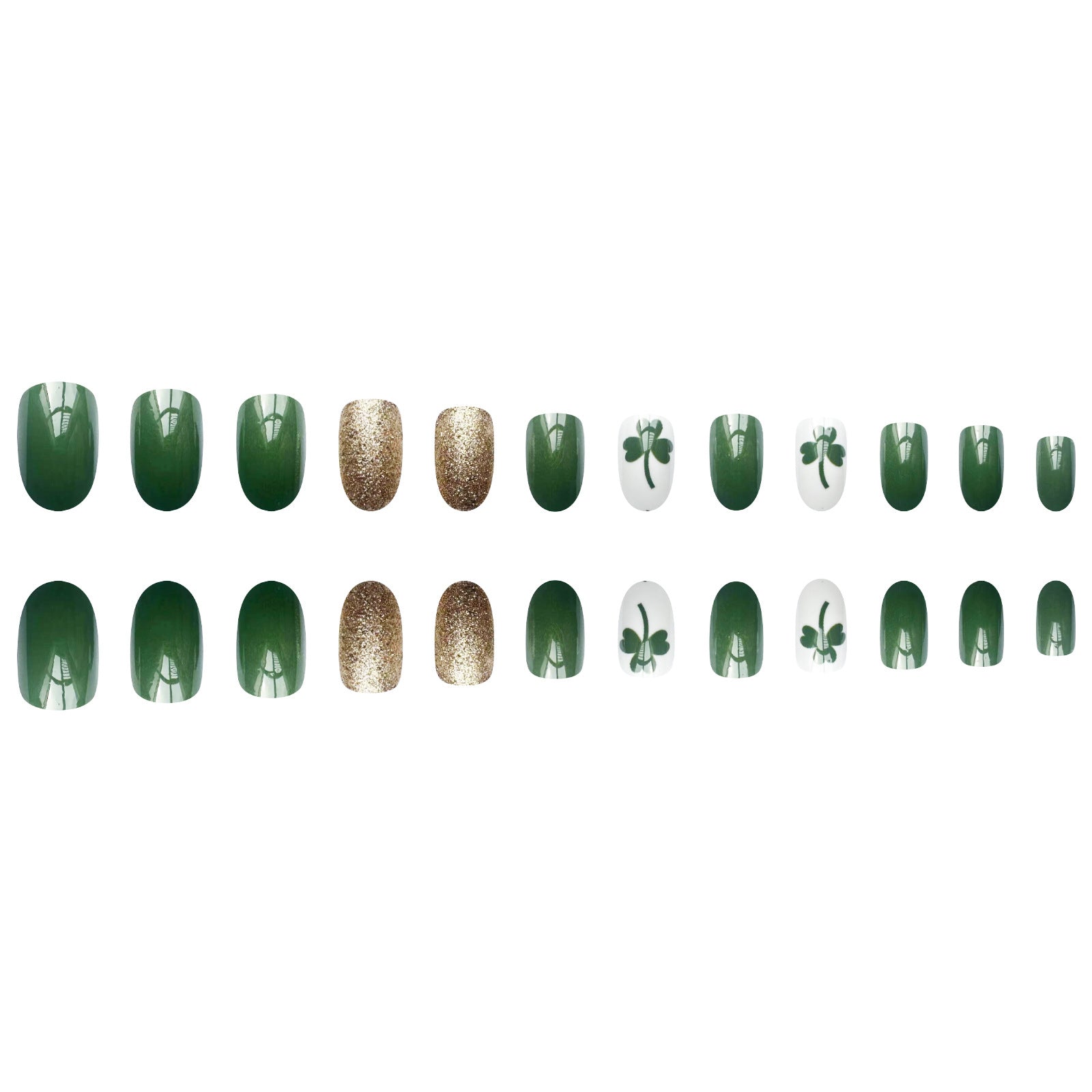 24pcs/Set Gold Glitter Shamrock Press-On Nails