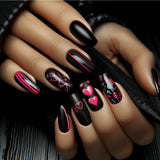 24pcs/Set Black Hearts Press-On Nails