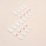 24pcs/Set Solid White Red Lip Prints Press-On Nails