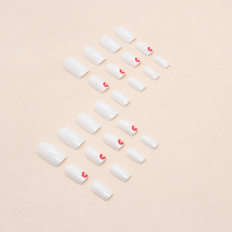 24pcs/Set Solid White Red Lip Prints Press-On Nails