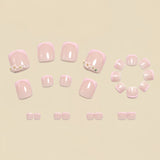 24pcs/Set 3D Embossed Floral French Press On Toe Nails