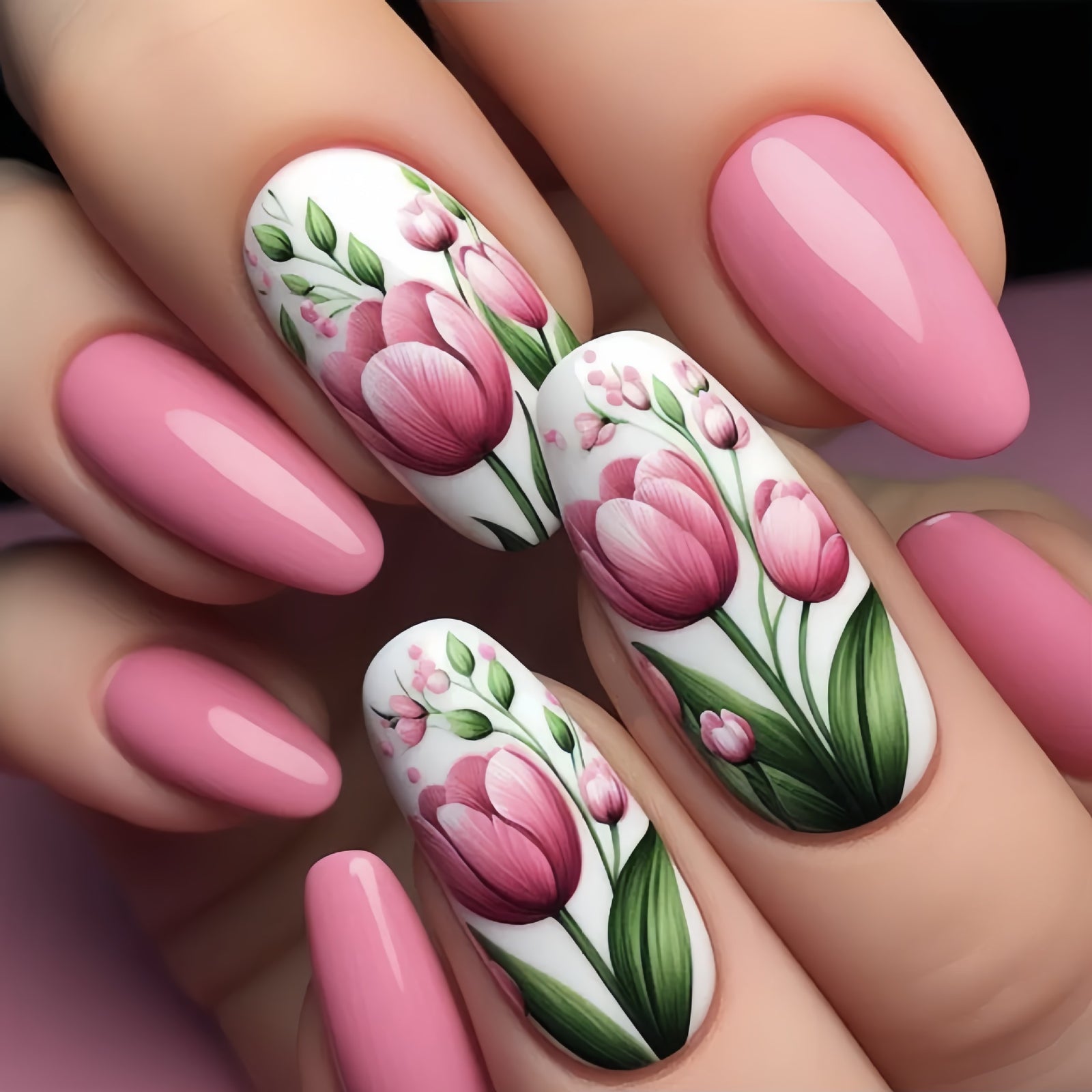 24pcs/Set Flower Press-On Nails