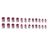 24pcs/Set Cracked Burgundy Press-On Nails