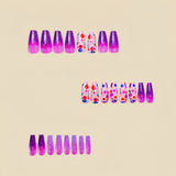 24pcs/Set Purple Flowers Press-On Nails