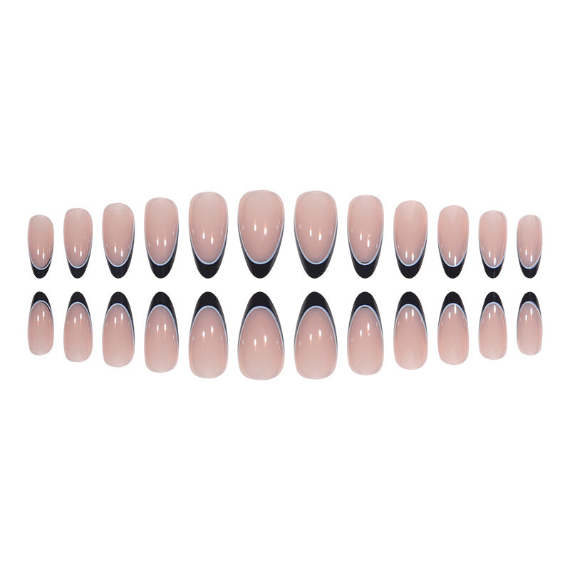 24pcs/Set Minimalist Black and White French Press-On Nails