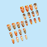 24pcs/Set Cute Rabbit Orange-White Gradient Press-On Nails