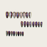 24pcs/Set Pink Chrome Cat Eye Press-On Nails