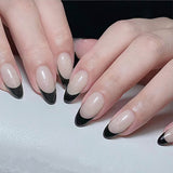 24pcs/Set Black French Tips Press-On Nails