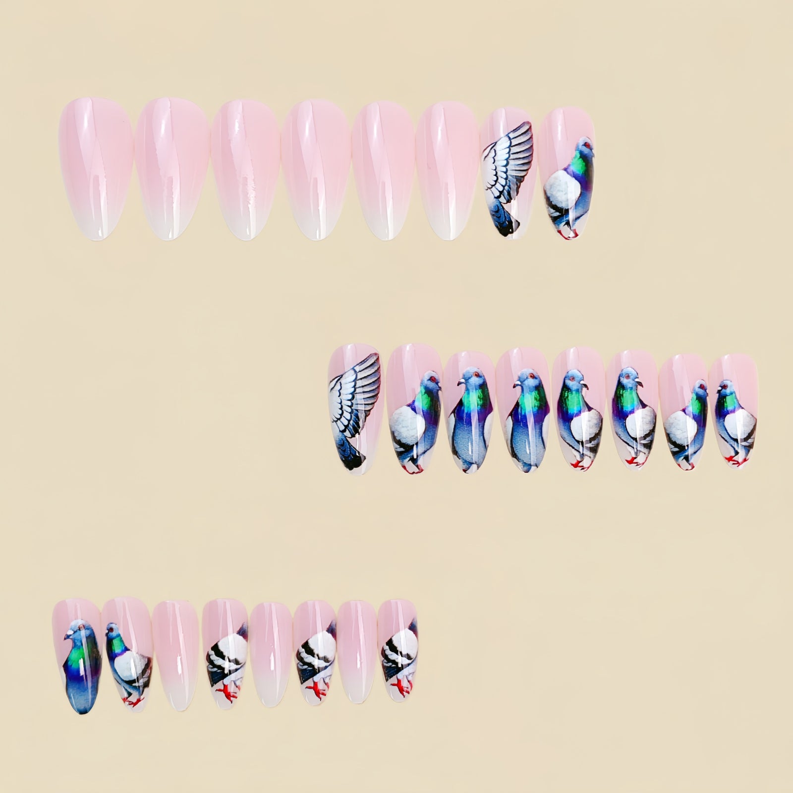 24pcs/Set Pink Nude Gradient Dove Press-On Nails
