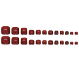 24pcs/Set Wine Red Cat Eye Press On Toe Nails