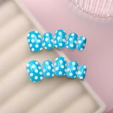 24pcs/Set Blue Polka Dots Press-On Nails For Kids